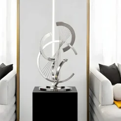 Harmonic Strings 80cm Silver Metal Indoor Sculpture