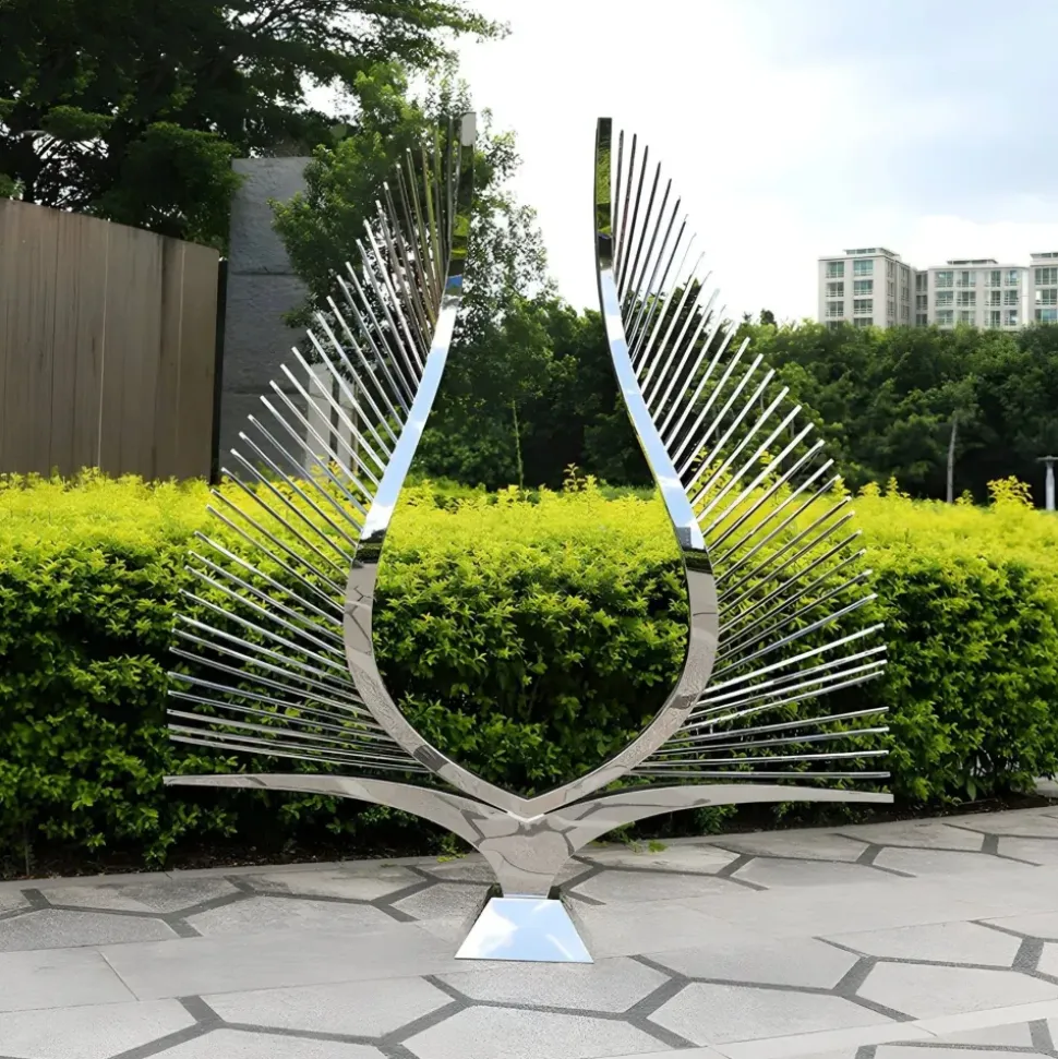 Harmonic Wings 200cm Silver Metal Garden Sculpture