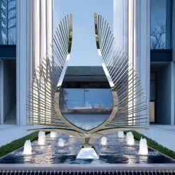 Harmonic Wings 200cm Silver Metal Garden Sculpture