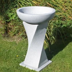 Helix Contemporary Granite Resin Garden Birdbath