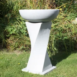 Helix Contemporary Granite Resin Garden Birdbath