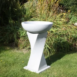 Helix Contemporary Granite Resin Garden Birdbath