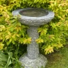 Highland Black Marble Stone Garden Birdbath