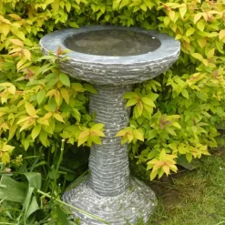 Highland Black Marble Stone Garden Birdbath