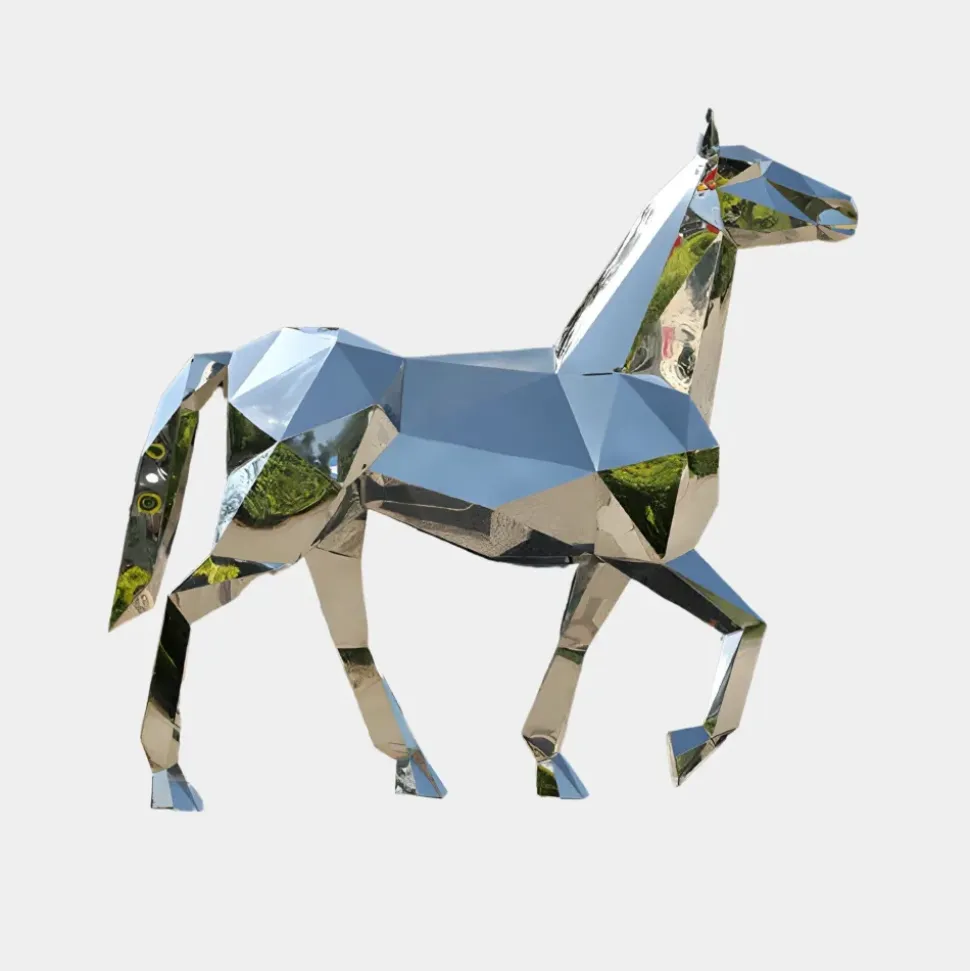Horse 182cm Geometric Metal Garden Sculpture