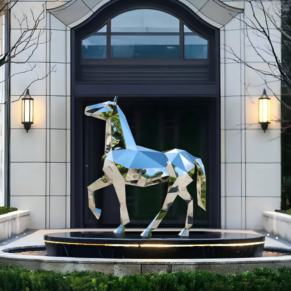 Horse 182cm Geometric Metal Garden Sculpture