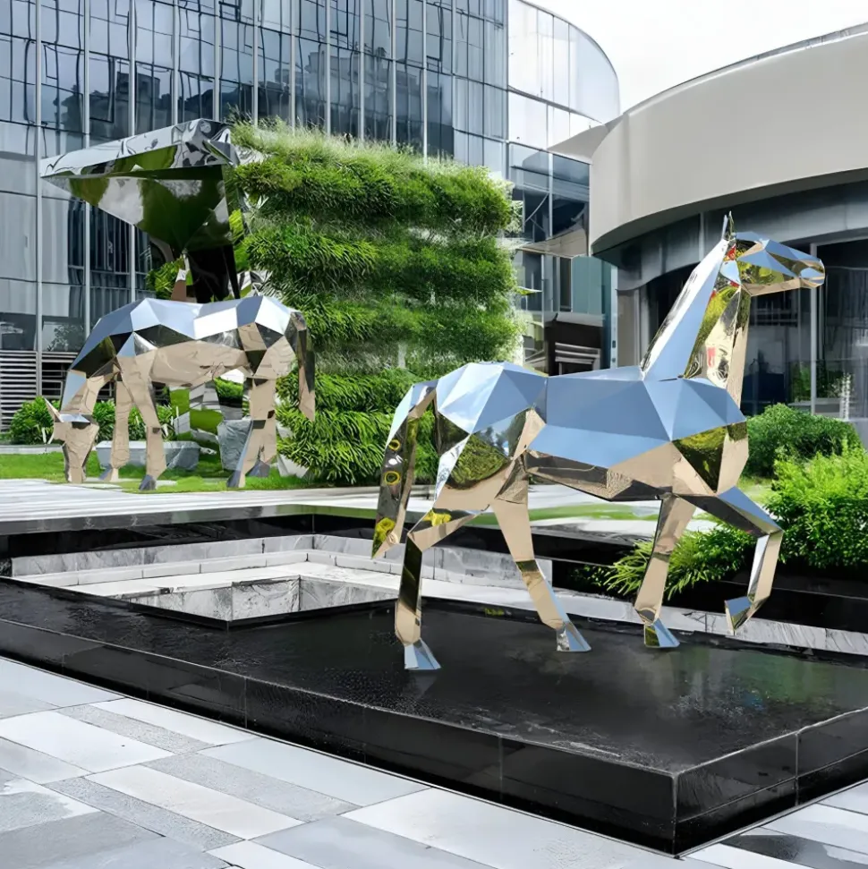 Horse 182cm Geometric Metal Garden Sculpture