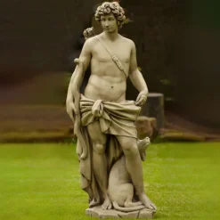 Hunter & Dog Stone Stone Garden Statue