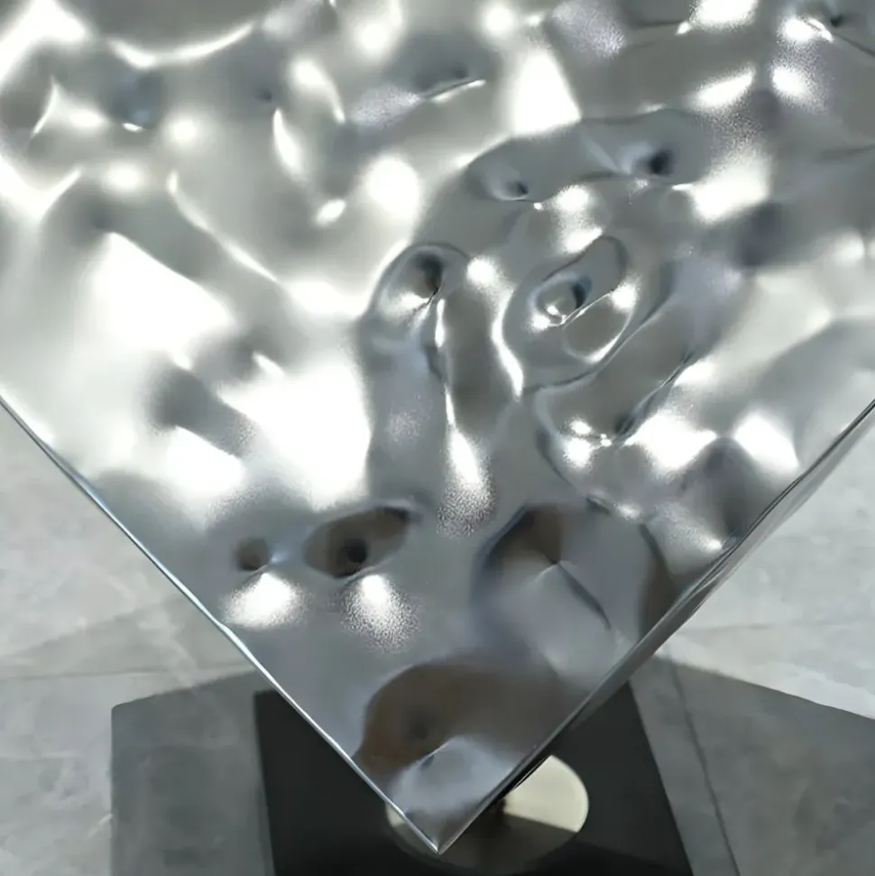 Hyper Cube 75cm Silver Metal Indoor Sculpture