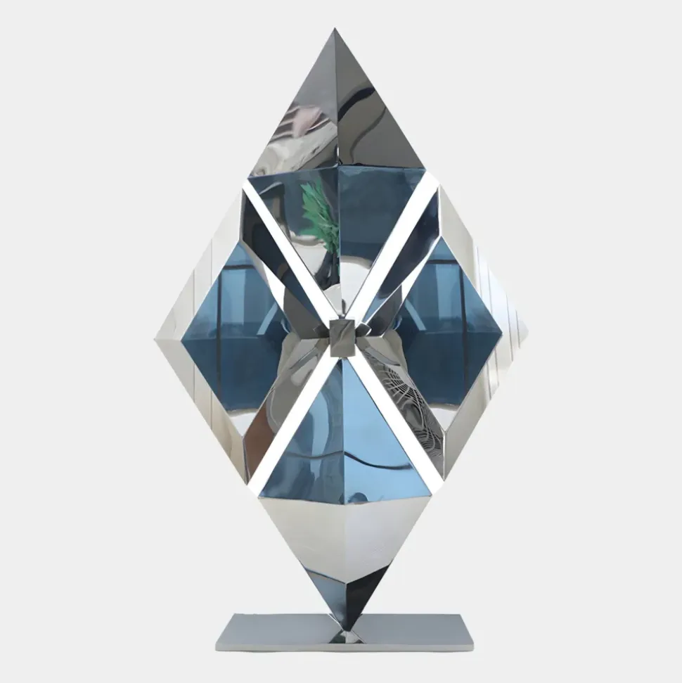 Hyper Prism 103cm Silver Geometric Metal Indoor Sculpture
