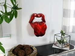 Iconic Lips 42cm Red Resin Wall Sculpture