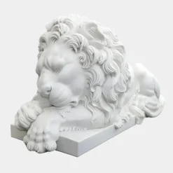 Imperial Lion 100cm White Marble Garden Statue