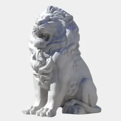 Imperial Lion 150cm White Marble Garden Statue