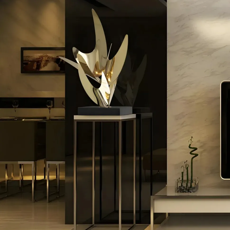 Infinite Bloom 71cm Silver Metal Indoor Sculpture