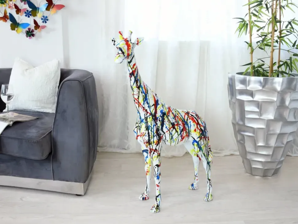 Inked Giraffe 100cm Multicolour Resin Indoor Sculpture
