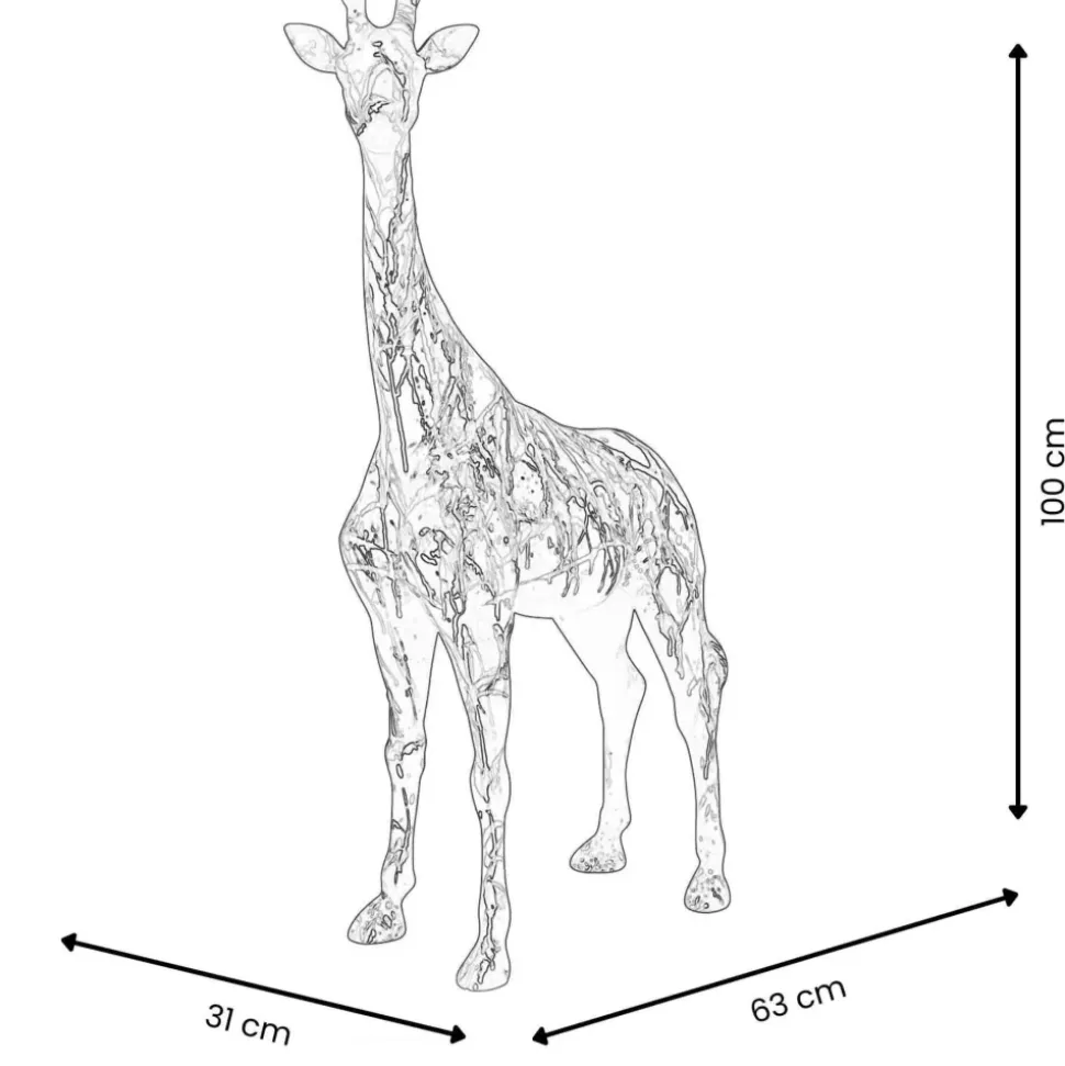 Inked Giraffe 100cm Multicolour Resin Indoor Sculpture