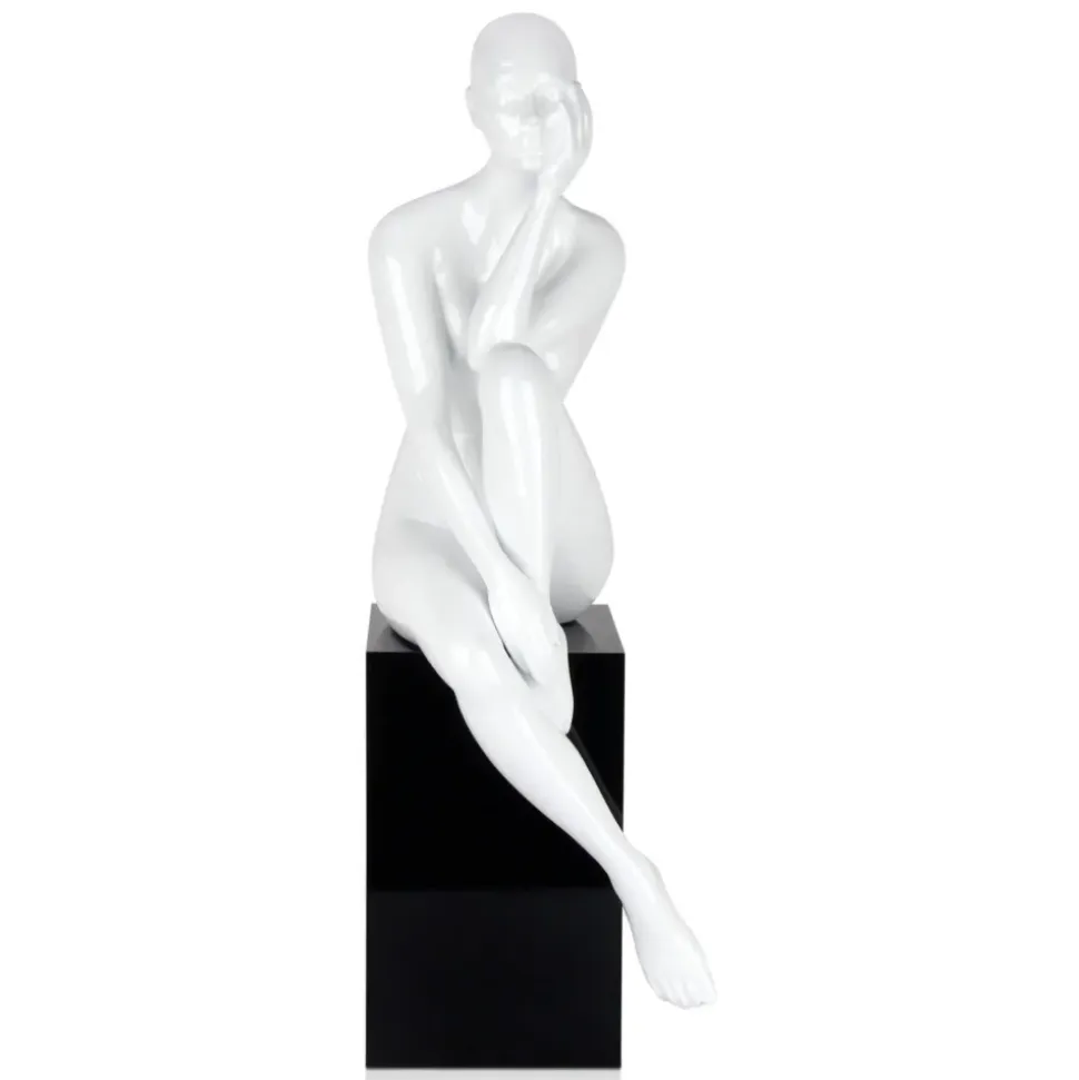 Introspective 74cm White Resin Indoor Sculpture