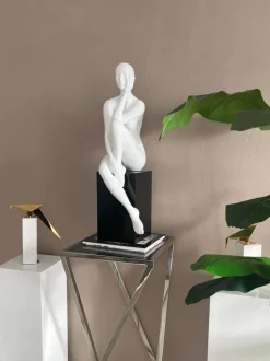 Introspective 74cm White Resin Indoor Sculpture
