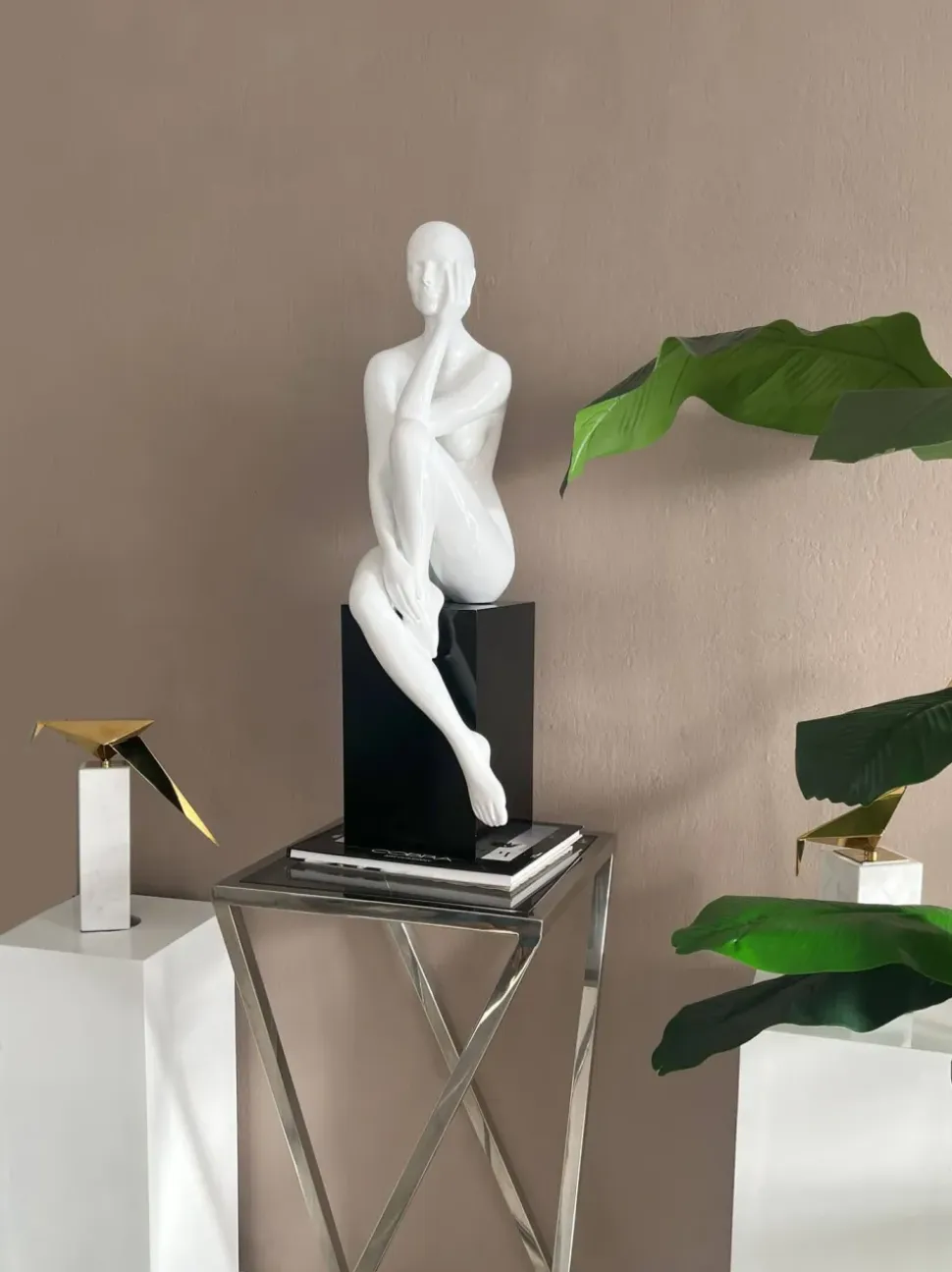 Introspective 74cm White Resin Indoor Sculpture