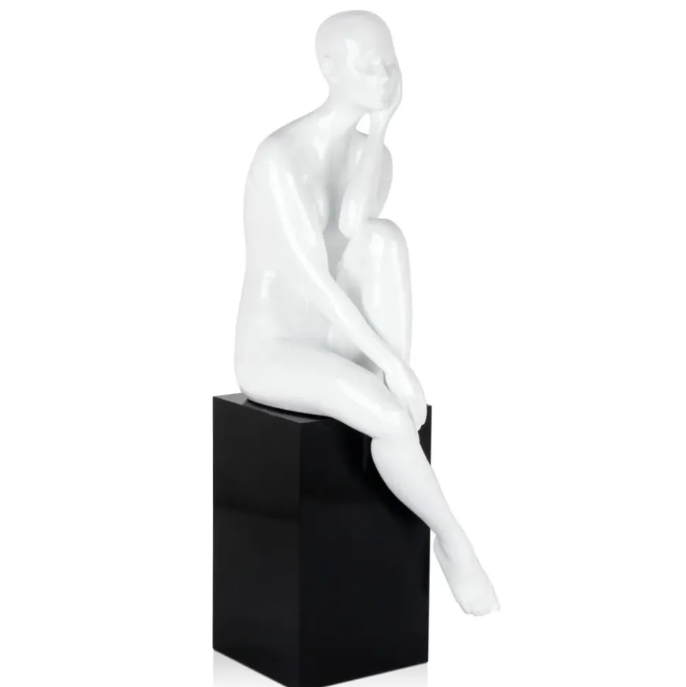 Introspective 74cm White Resin Indoor Sculpture