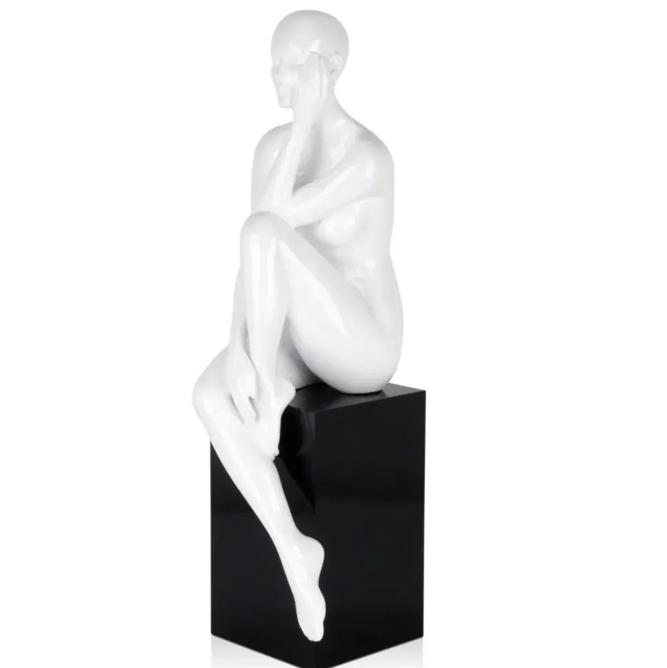 Introspective 74cm White Resin Indoor Sculpture