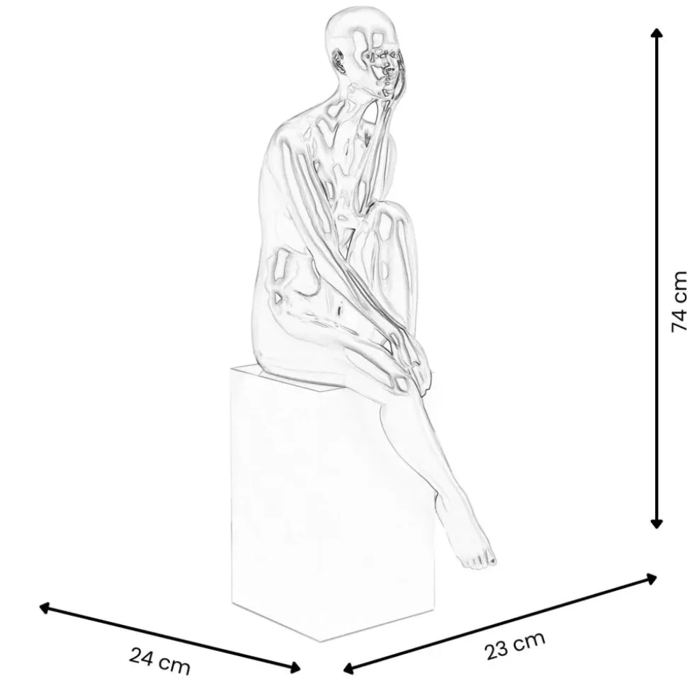 Introspective 74cm White Resin Indoor Sculpture