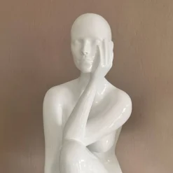Introspective 74cm White Resin Indoor Sculpture