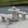 Japanese Stone Benches & Table Patio Garden Furniture Set