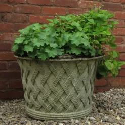 Jardinier Basket Weave 40cm Stone Garden Planter