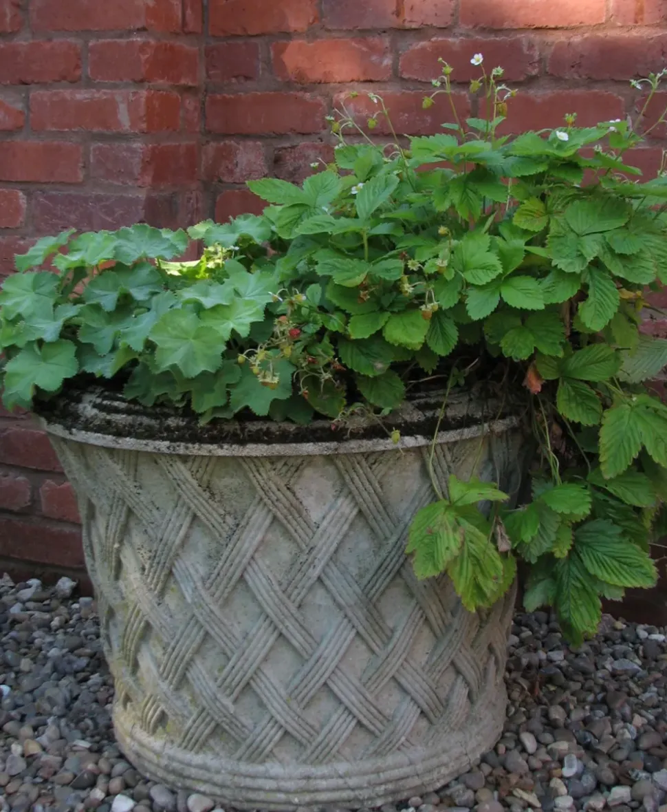 Jardinier Basket Weave 40cm Stone Garden Planter