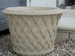 Jardinier Basket Weave 40cm Stone Garden Planter