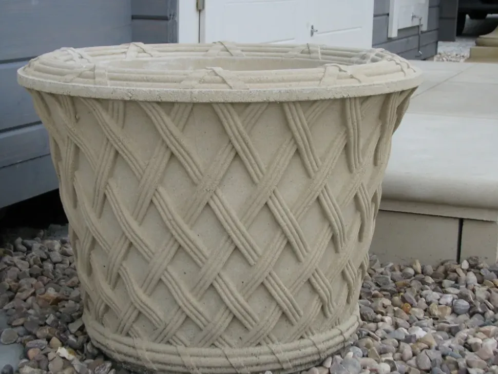 Jardinier Basket Weave 40cm Stone Garden Planter