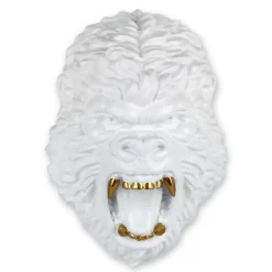 King Gorilla 43cm White Resin Wall Sculpture