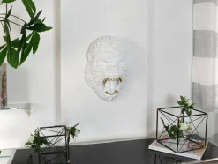 King Gorilla 43cm White Resin Wall Sculpture