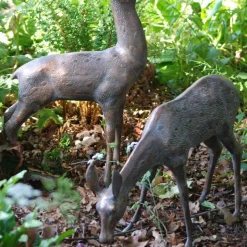 Large Stag & Doe Deer Bronze Garden Statues
