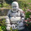 Laughing Buddha Antique Stone Garden Statue