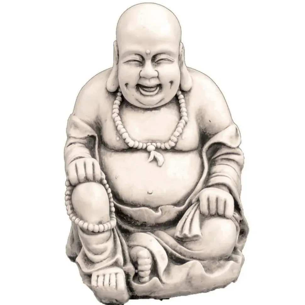 Laughing Buddha Antique Stone Garden Statue