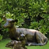 Laying Doe & Fawn 55cm Bronze Metal Garden Statues