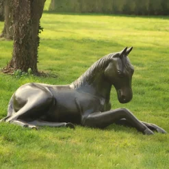 Laying Foal Bronze Metal Garden Statue