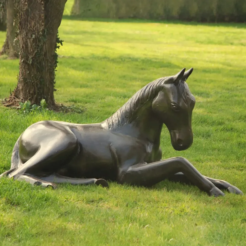Laying Foal Bronze Metal Garden Statue