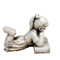 Laying Reading Girl 34cm Stone Resin Garden Statue