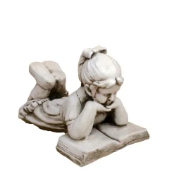 Laying Reading Girl 34cm Stone Resin Garden Statue