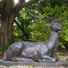 Laying Stag Life-Size Bronze Metal Garden Statue