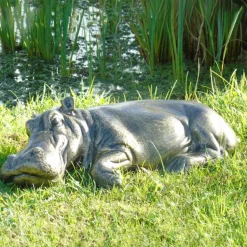 Lazy Hippo Bronze Metal Garden Statue