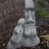 Leaning Easter Island Heads Stone Garden Ornament