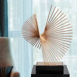 Linear Motion 64cm Gold Metal Indoor Sculpture