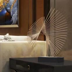 Linear Motion 64cm Gold Metal Indoor Sculpture