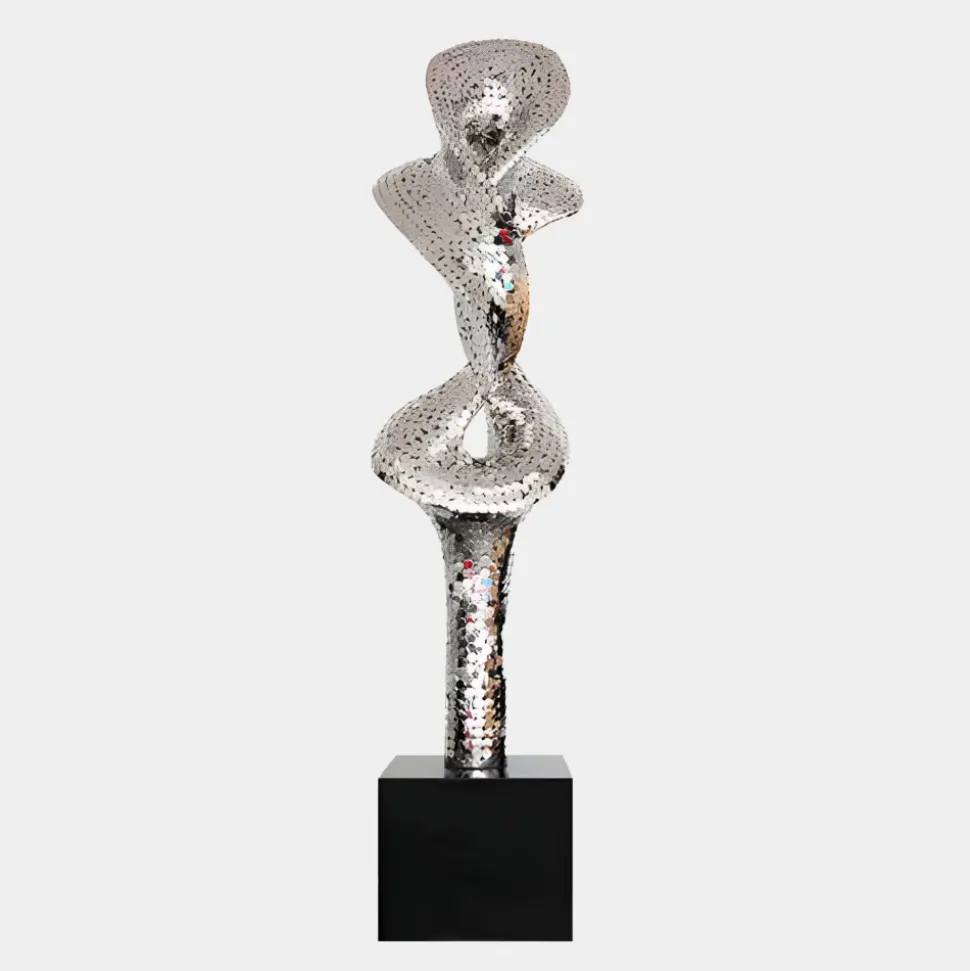 Liquid Fusion 238cm Silver Metal Garden Sculpture