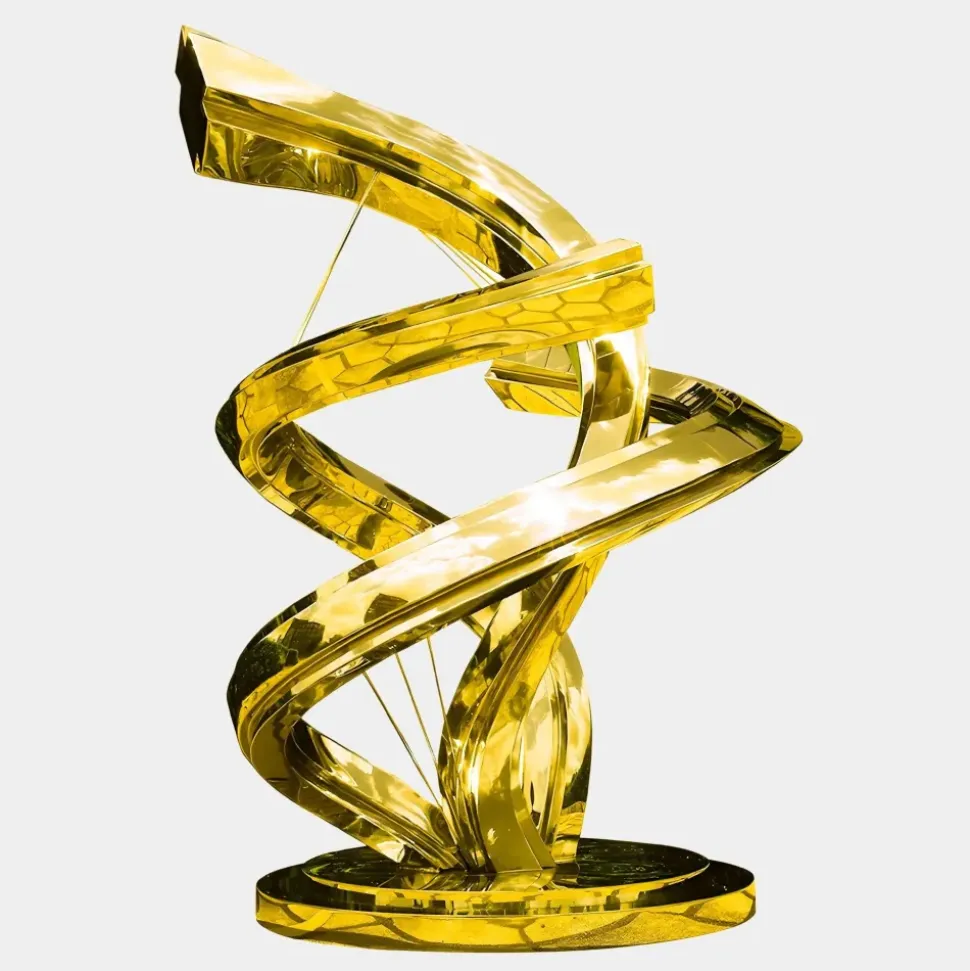Liquid Helix 168cm Gold Metal Garden Sculpture