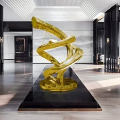 Liquid Helix 168cm Gold Metal Garden Sculpture
